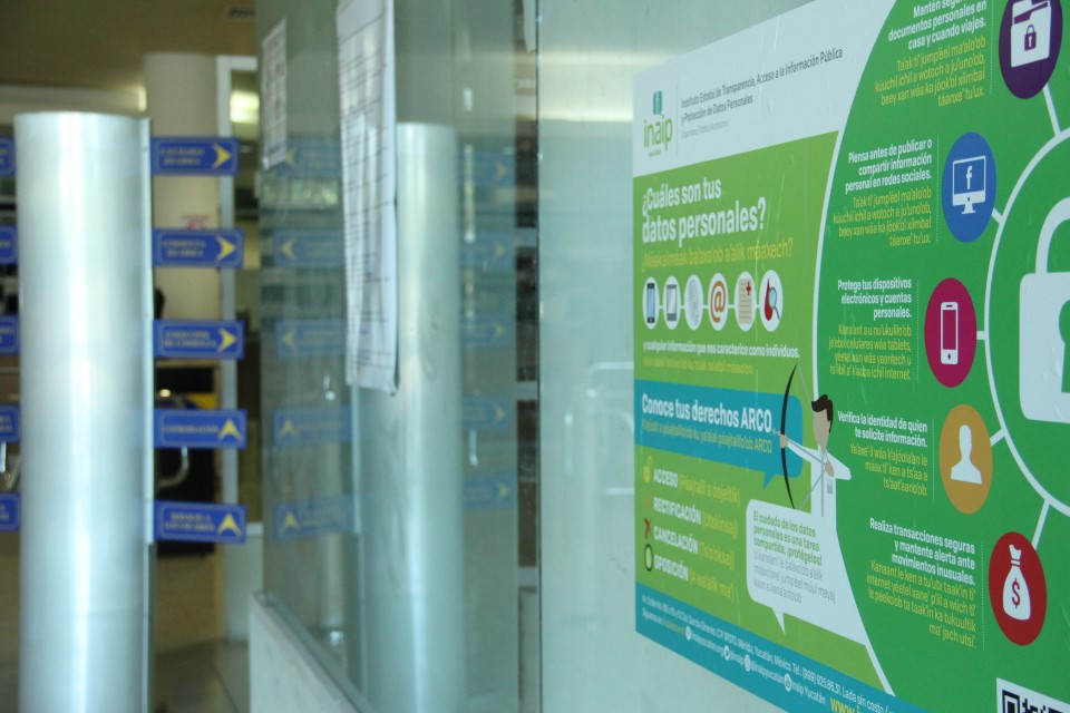 El insumo entregado está compuesto de un cartel de vinil, con medidas de 90 x 60 centímetros, en español y maya, que contiene información sobre cuáles son los datos personales, los derechos de acceso, rectificación, cancelación y oposición, las medidas ge
