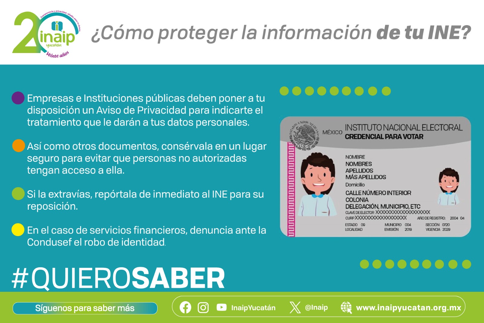 Inaip Yucatán llama a ciudadanía a cuidar sus datos personales en las elecciones.