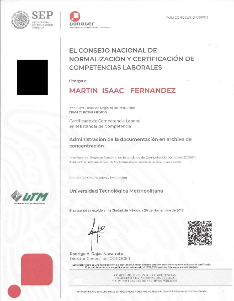 Ejemplo de Certificado